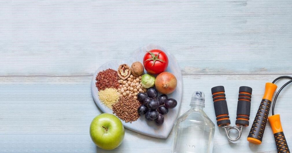 Noix, fruits, légumes, cordes